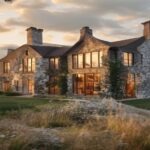 Exterior of Timothée Chalamet's $15M Cotswolds estate at sunset.