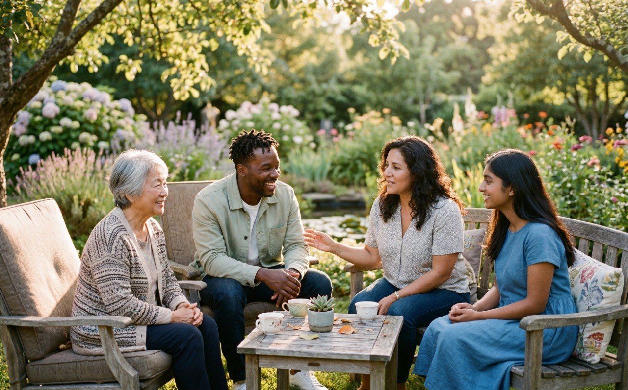 A supportive community gathering representing strength and hope for those understanding cancer journeys"